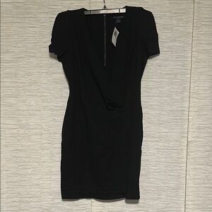 French Connection Padded Shoulder Black Dress